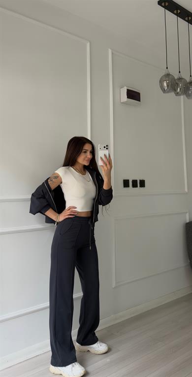 Fermuarlı Sweatshirt 2li Takım-Antrasit