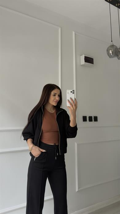 Fermuarlı Sweatshirt 2li Takım -Siyah