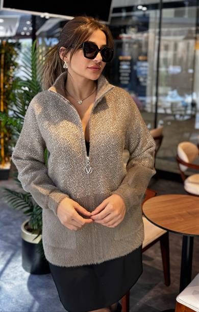 Fermuarlı Yumoş Ceket -Camel