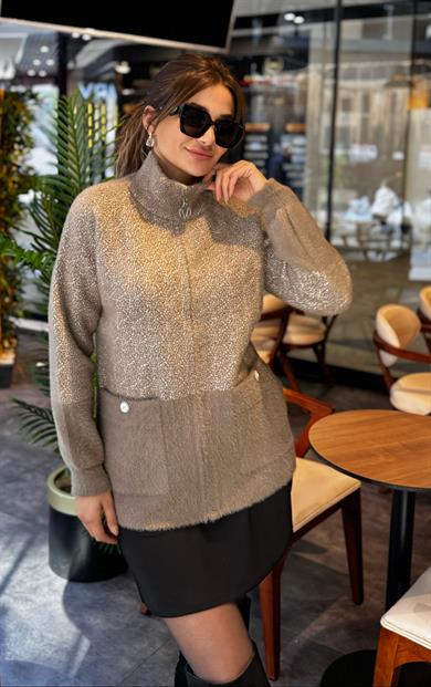 Fermuarlı Yumoş Ceket -Camel