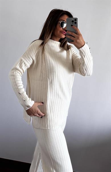 Fitilli Trend Triko Takım Standart-Bej