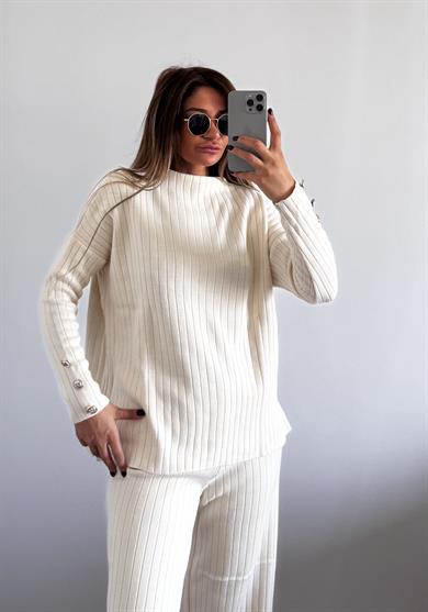 Fitilli Trend Triko Takım Standart-Bej