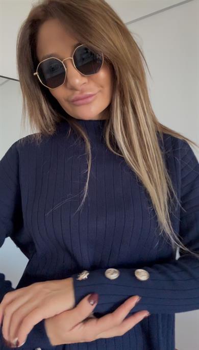 Fitilli Trend Triko Takım Standart-Lacivert