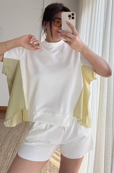 Garnili Oversize  Tişört 2Lİ Takım Yeşil