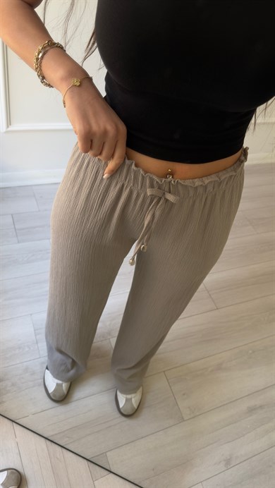 Gri Ayrobin Bol Paça Pantolon 