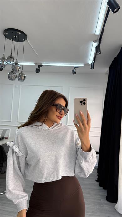 İnci Detaylı Kapüşonlu Sweatshirt