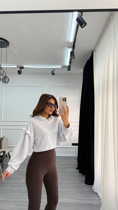 İnci Detaylı Kapüşonlu Sweatshirt