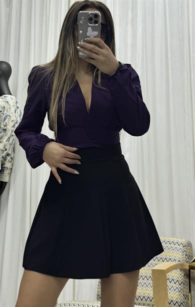 Kadın Siyah Mini Şort Etek