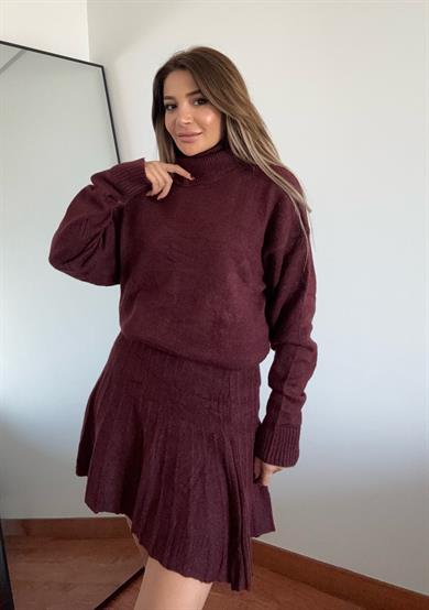 Kazak Etek Triko Ikili Takım - Bordo