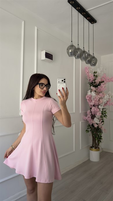 Kloş Pembe Kısa Elbise
