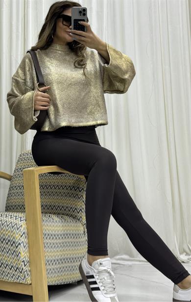 Kolları İspanyol Triko Kazak-Sarı