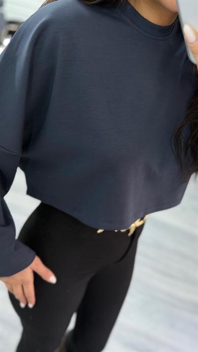 Antrasit  Bisiklet Yaka Oversize Sweatshirt