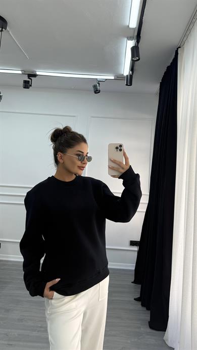 Lacivert Sweatshirt Oversize Şardonlu