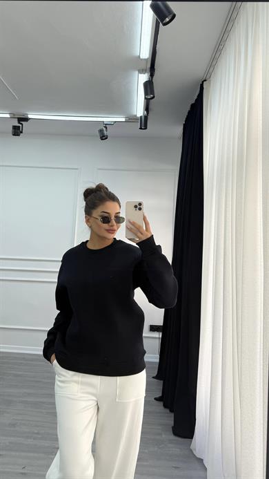 Lacivert Sweatshirt Oversize Şardonlu