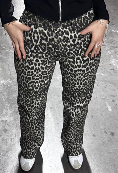 Leopar  Desenli Straight Jean