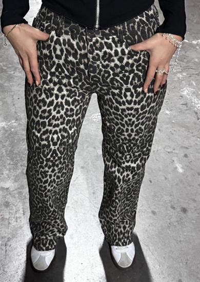 Leopar  Desenli Straight Jean