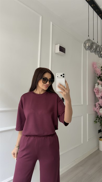Mürdüm Geniş Paça Eşofman Ve Salaş Tişört Takım