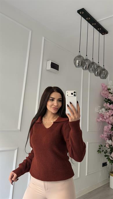 Örme Triko Polo Yaka  Kazak -