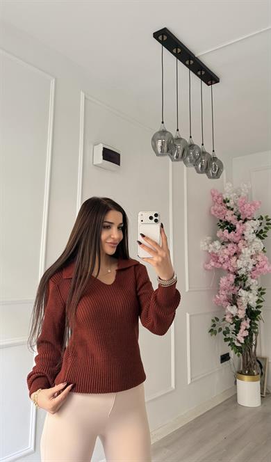 Örme Triko Polo Yaka  Kazak -