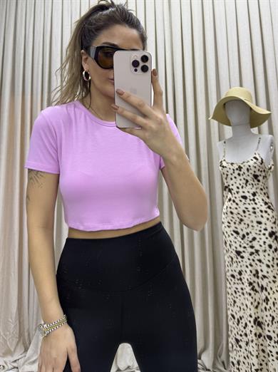 Pembe Aura Crop Tişört