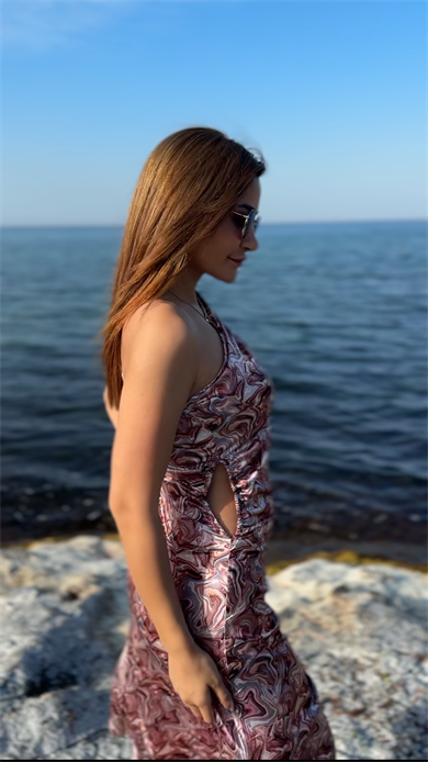 Pembe Vücuda Oturan Midi Tek Omuz Saten Elbise