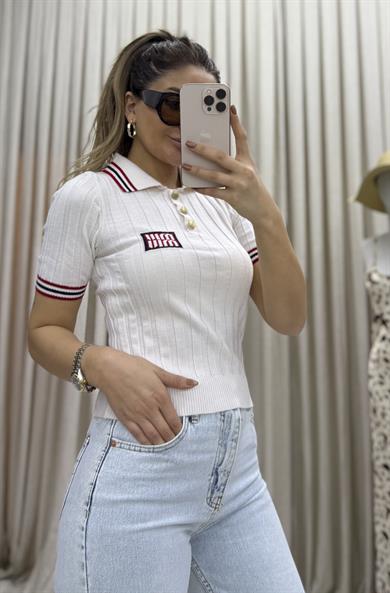 Premium Triko Polo yaka basic Bluz