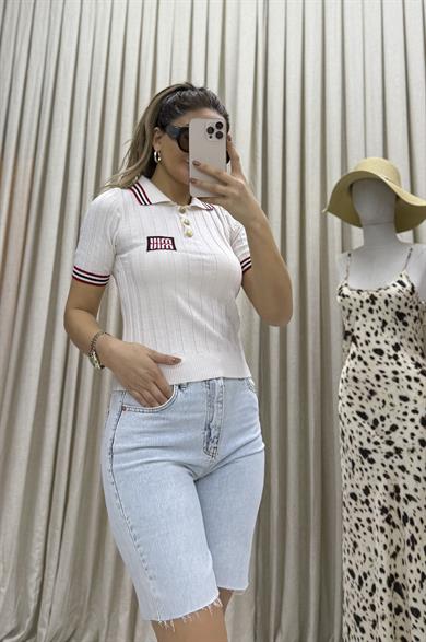 Premium Triko Polo yaka basic Bluz