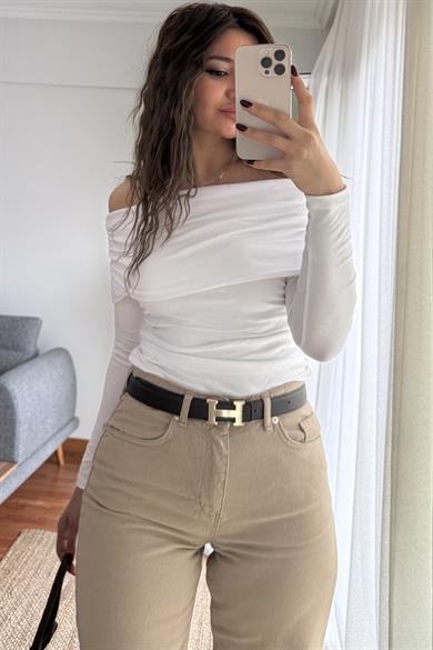 Regular Fit Yüksek Bel Geniş Paça Açık Kahve Jean Pantolon