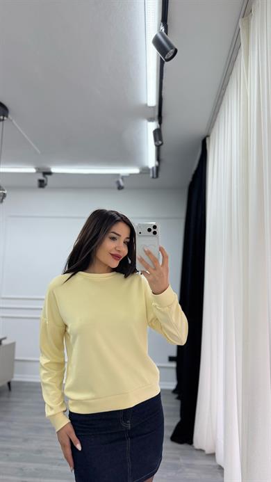 Sarı Bisiklet Yaka Sweatshirt