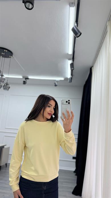 Sarı Bisiklet Yaka Sweatshirt