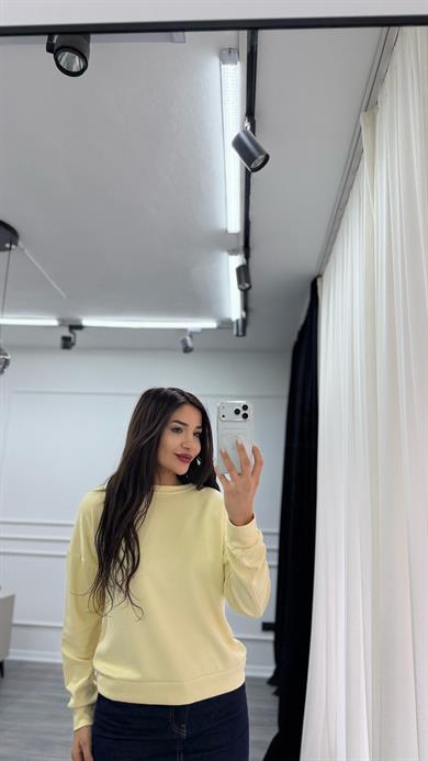 Sarı Bisiklet Yaka Sweatshirt