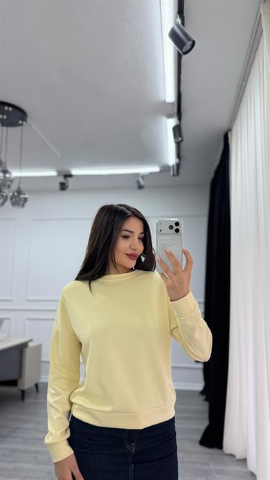 Sarı Bisiklet Yaka Sweatshirt