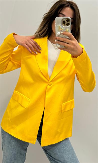 Saten Blazer Ceket -Sarı