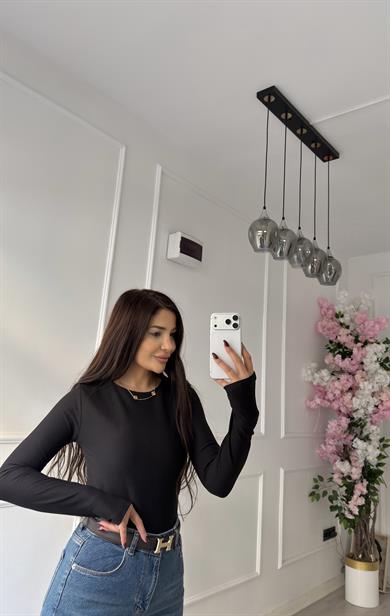Siyah Çıtçıtlı Badi Uzun Kol 
