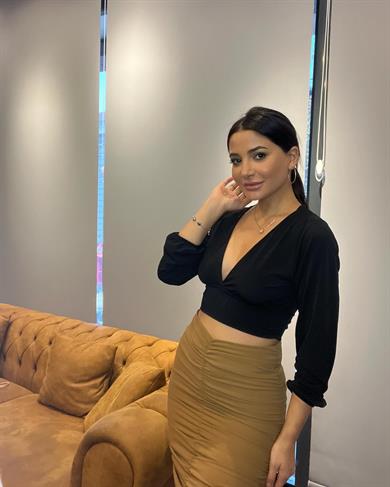Yüksek Bel Lastik Büzgü Lüx Krep Taba