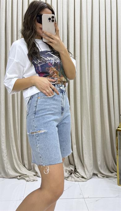Yüksek Bel Regular Fit Basic Kot Şort