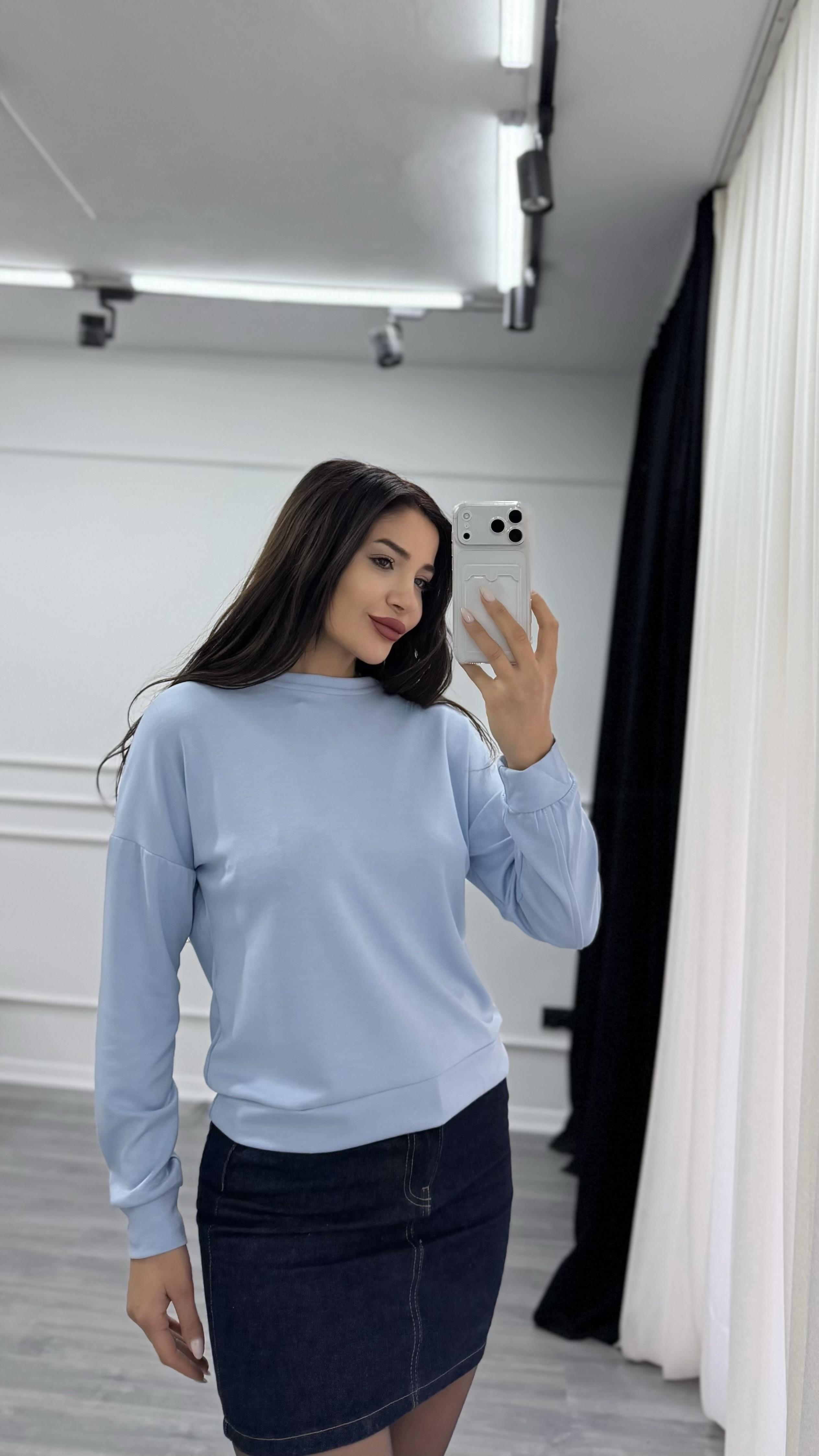 Bebe Mavi Bisiklet Yaka Sweatshirt