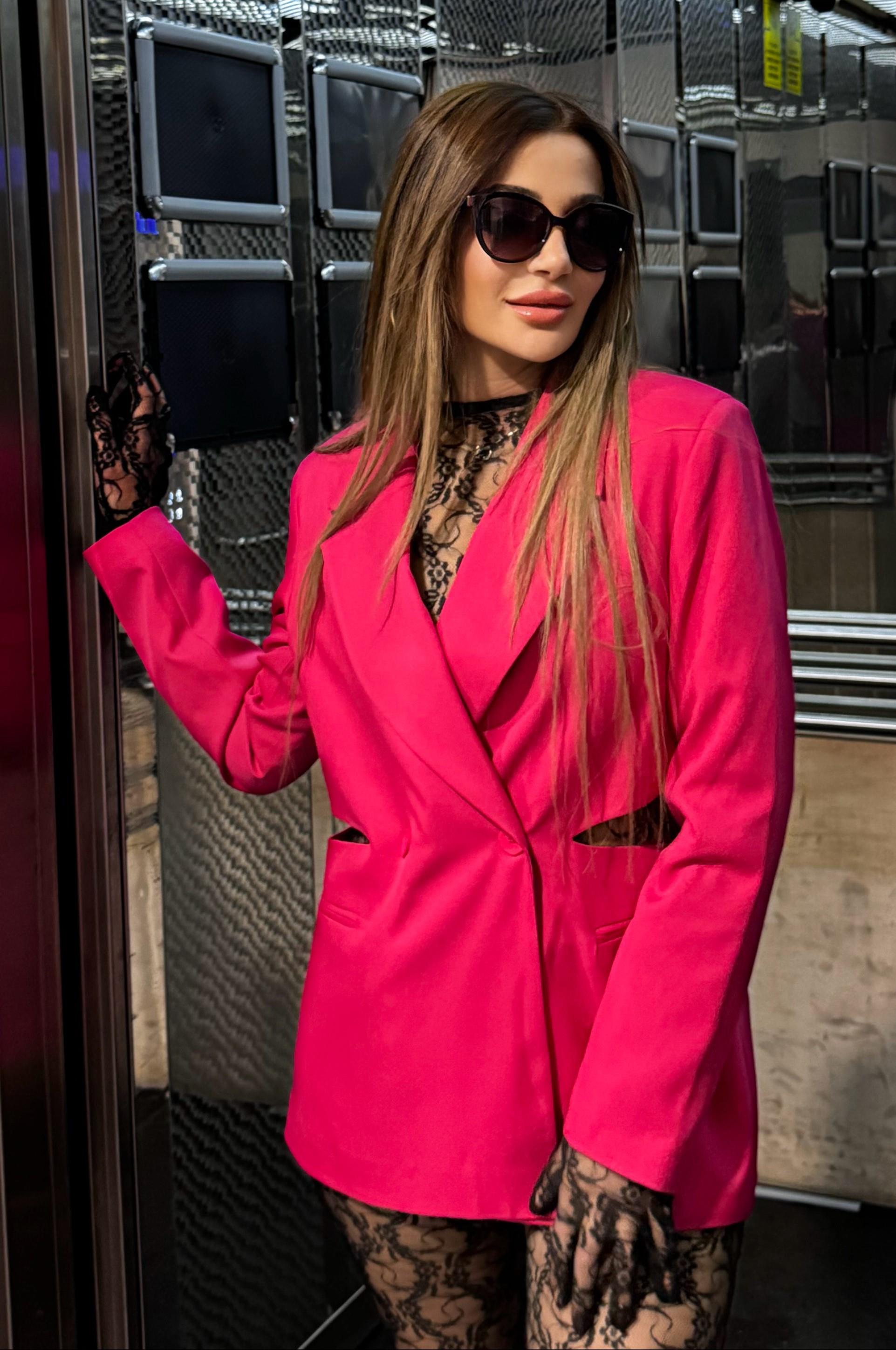 Fuşya Cut-out detay Ceket