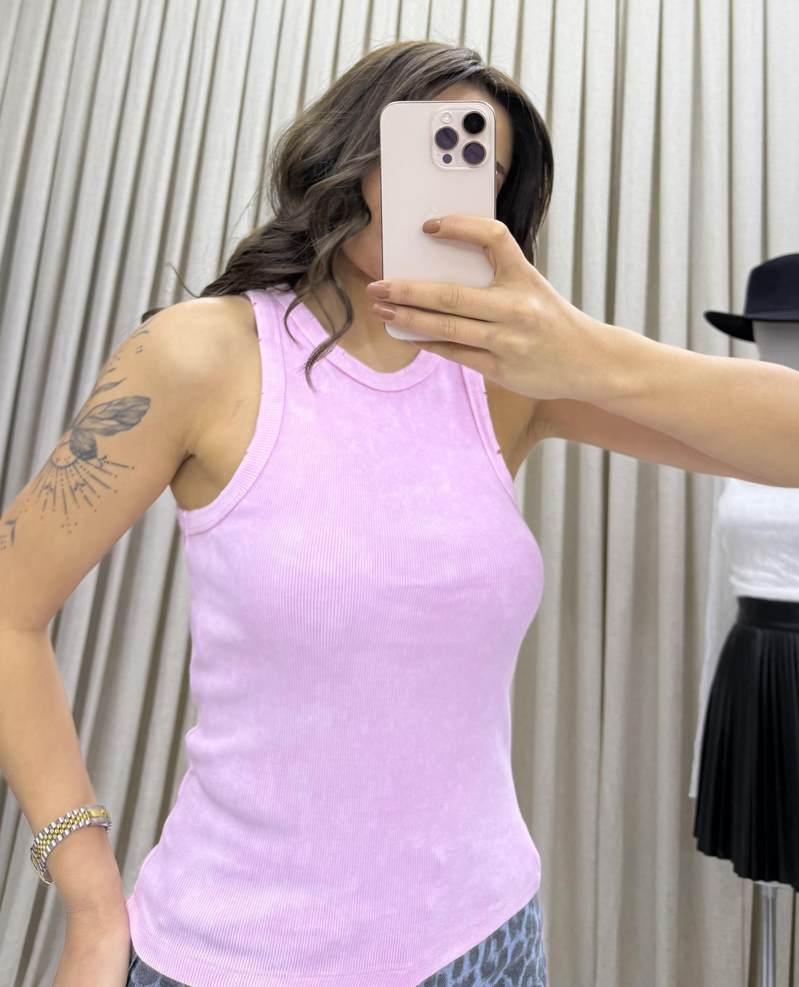 Premium Kalite Doku Fitilli Bluz-Açık Pembe