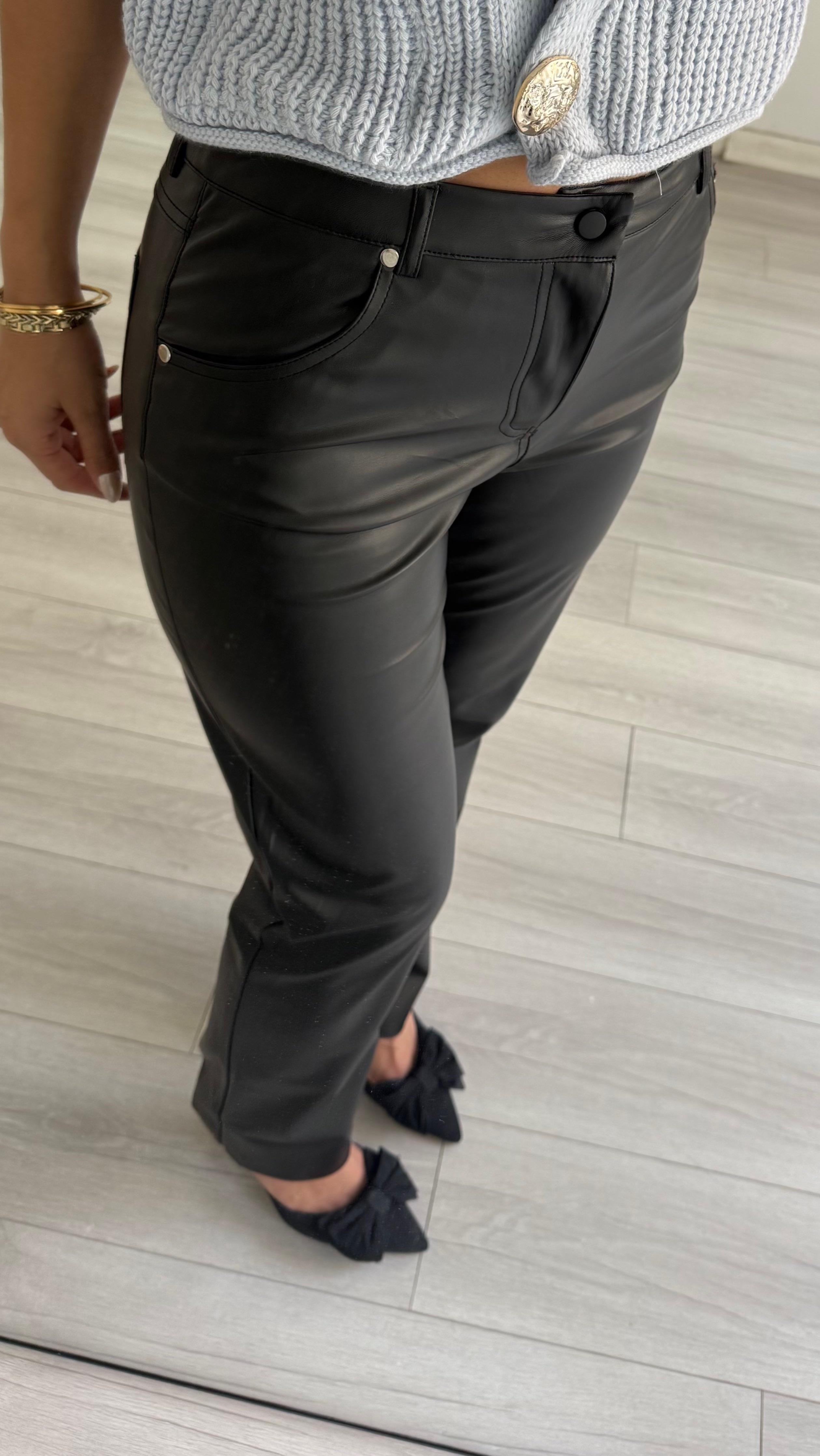 Premium  Siyah Kadın Deri Pantolon 