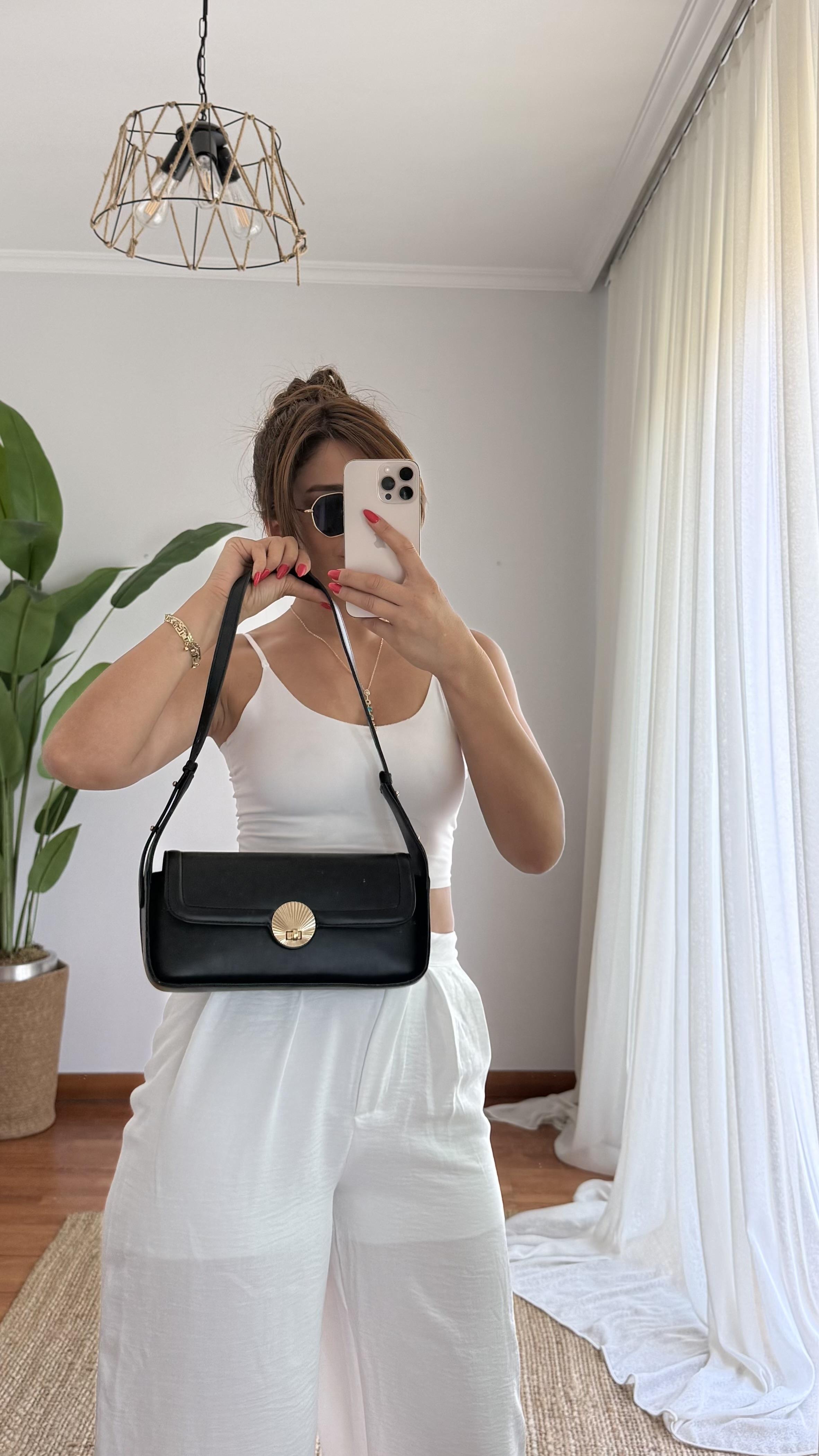 Siyah Deri Omuz Çantası Kadınlar için Küçük Sığır Derisi Çapraz Askılı Çanta Moda Kapaklı Cüzdan Kadın Zarif El Çantası