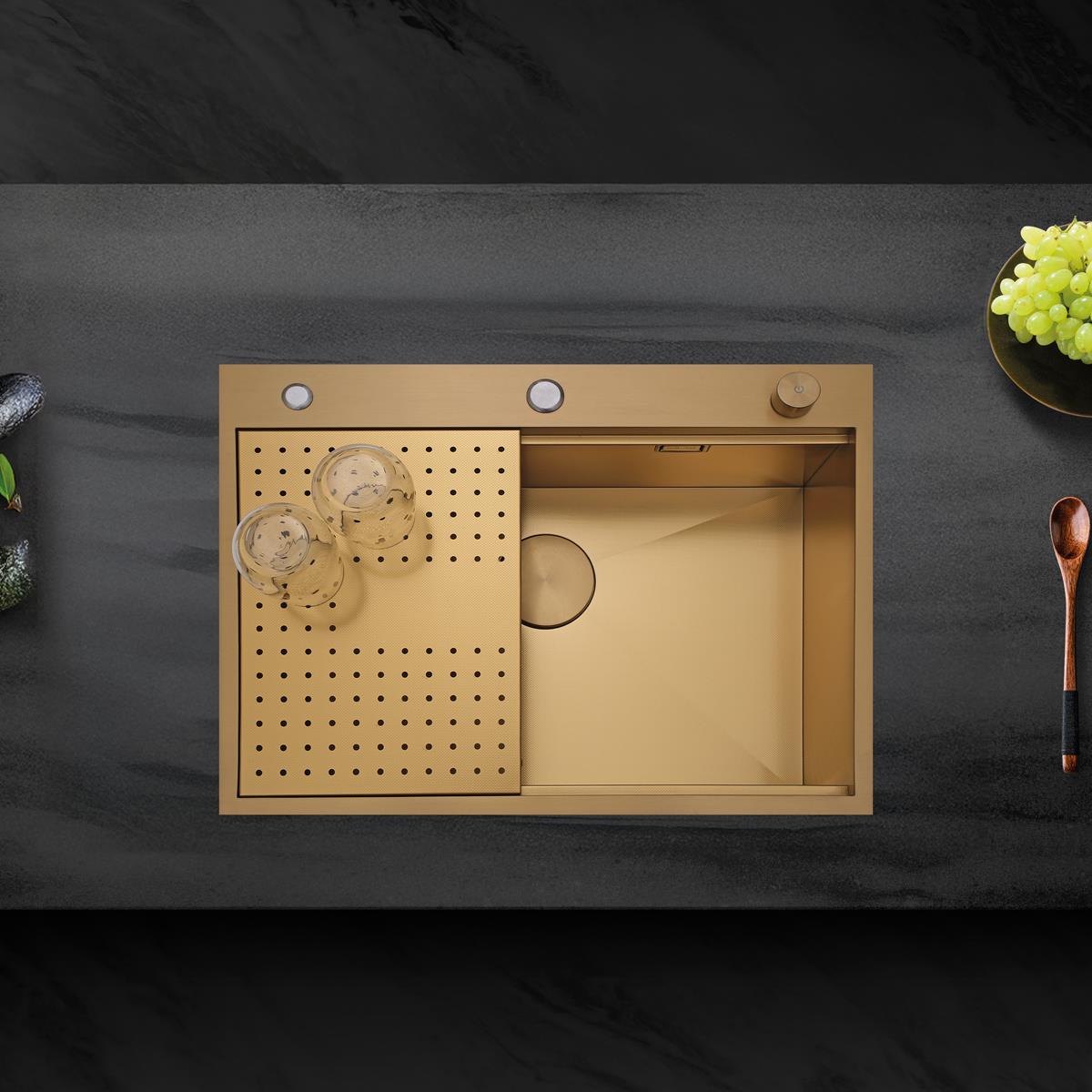 Alia El Yapımı PVD Eviye Seti 65x48 cm Altın (Gold)