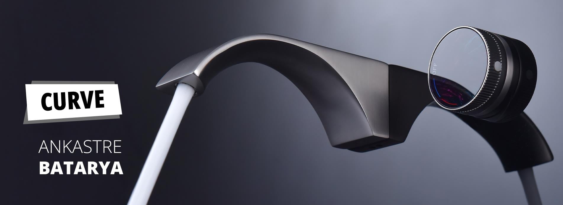 Curve Ankastre 2 Delikli Lavabo Bataryası Gun Grey