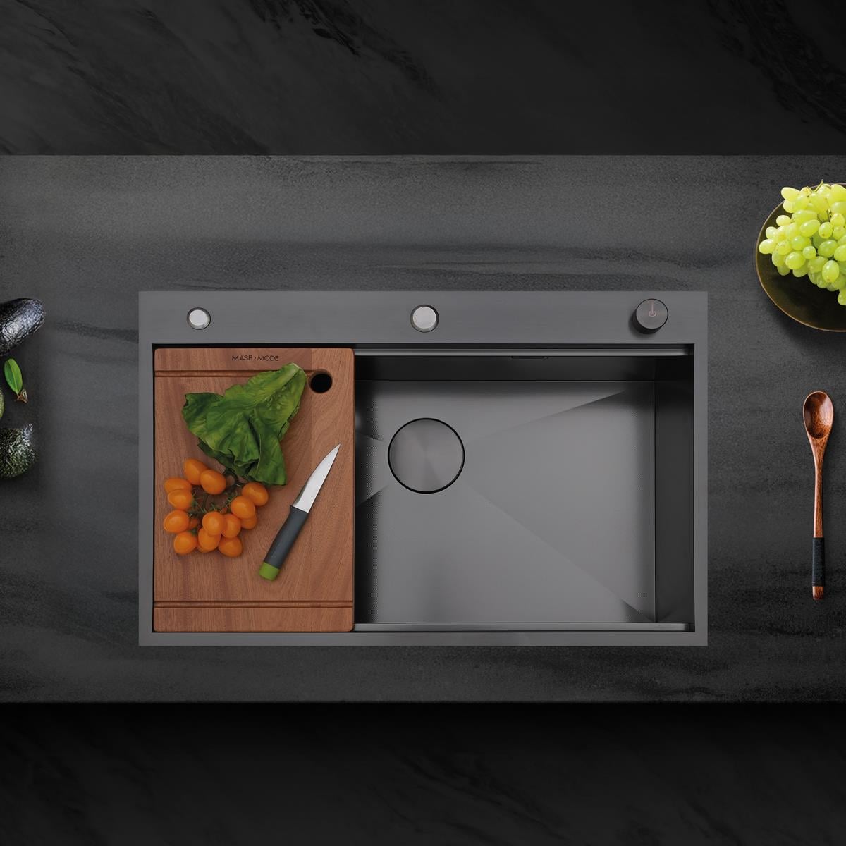Alia El Yapımı PVD Eviye Seti 75x48 cm Siyah (Black)