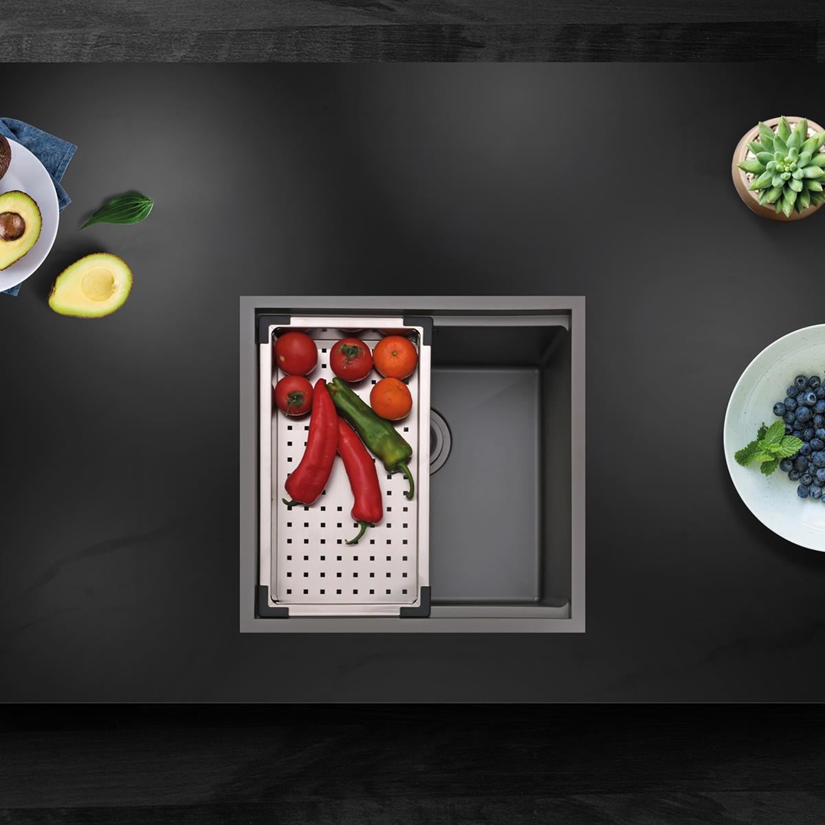 Allure El Yapımı Nano Eviye Seti 44x44 cm Mat Gri (Gun Grey)
