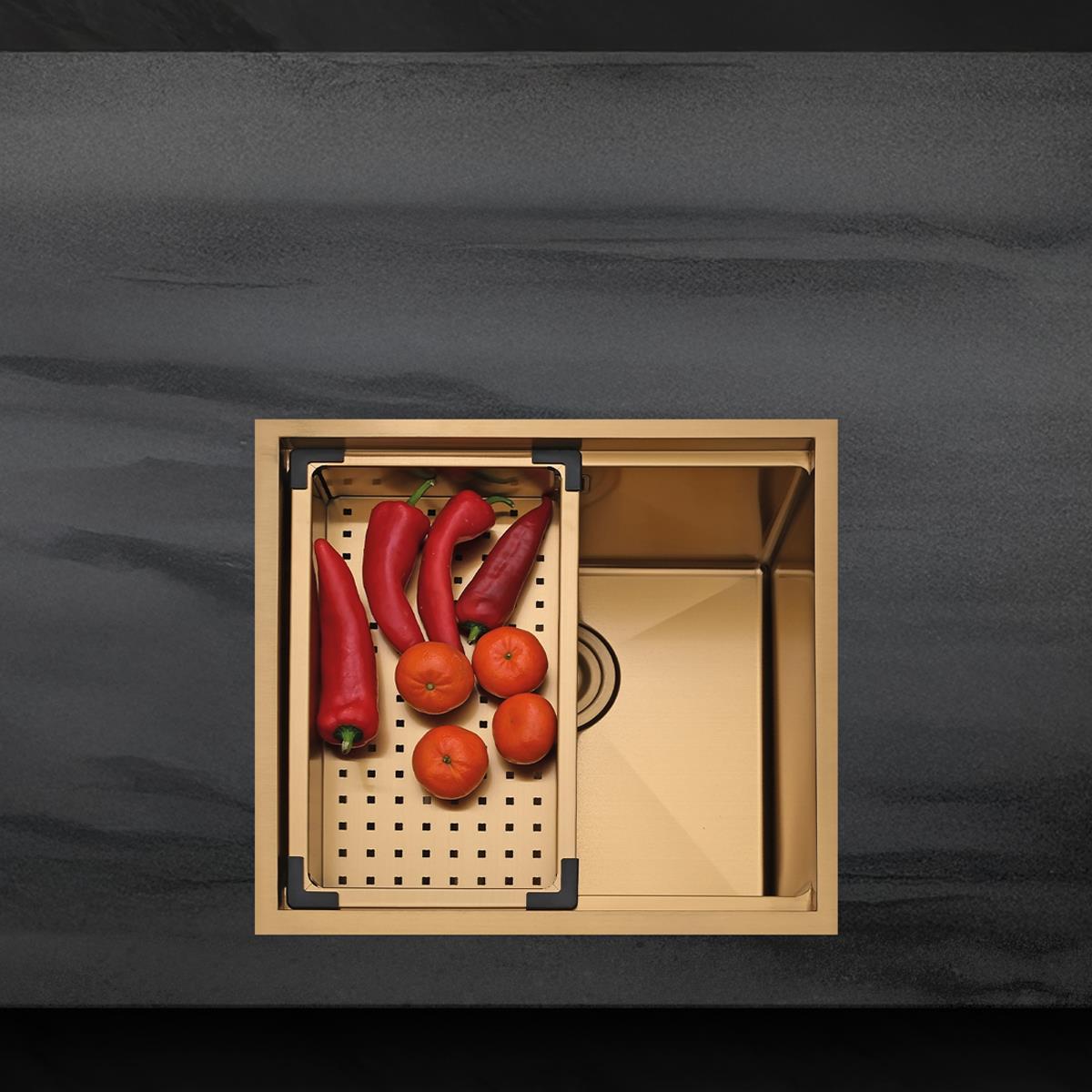 Allure El Yapımı PVD Eviye Seti 44x44 cm Altın (Gold)