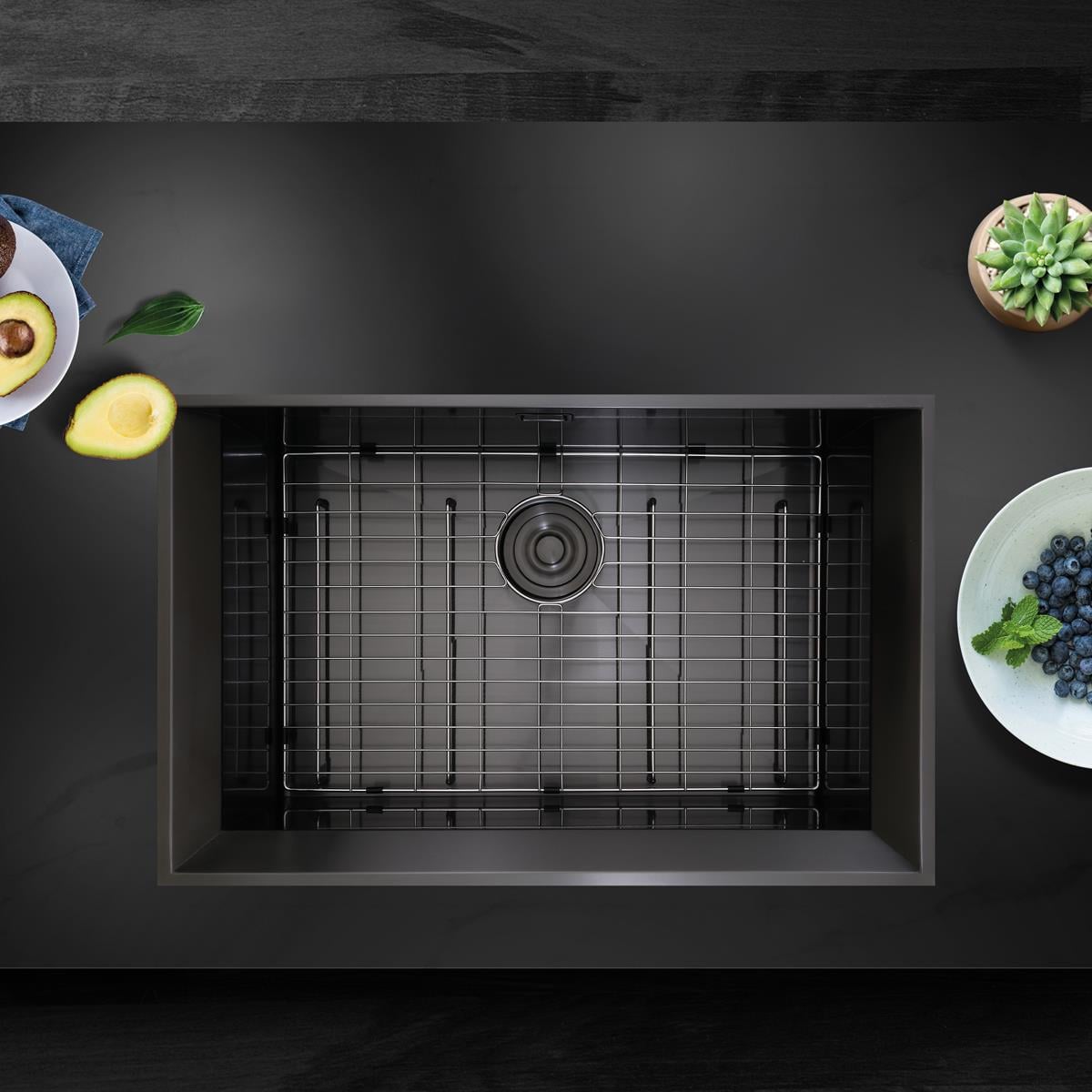 Marea El Yapımı PVD Eviye Seti 75x48 cm Siyah (Black)