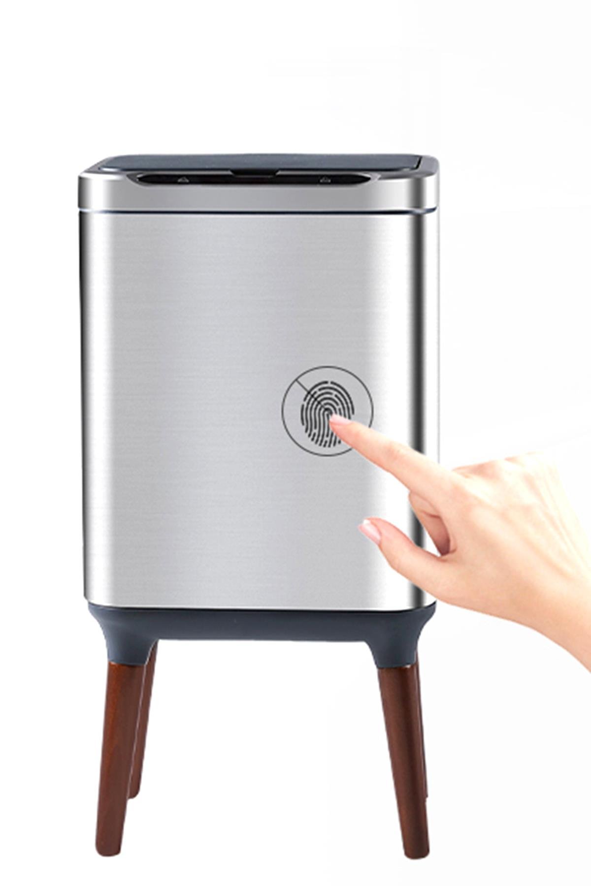 MAS9710S-9L Ozon Temizlemeli Ahşap Ayaklı Sensörlü Akıllı Çöp