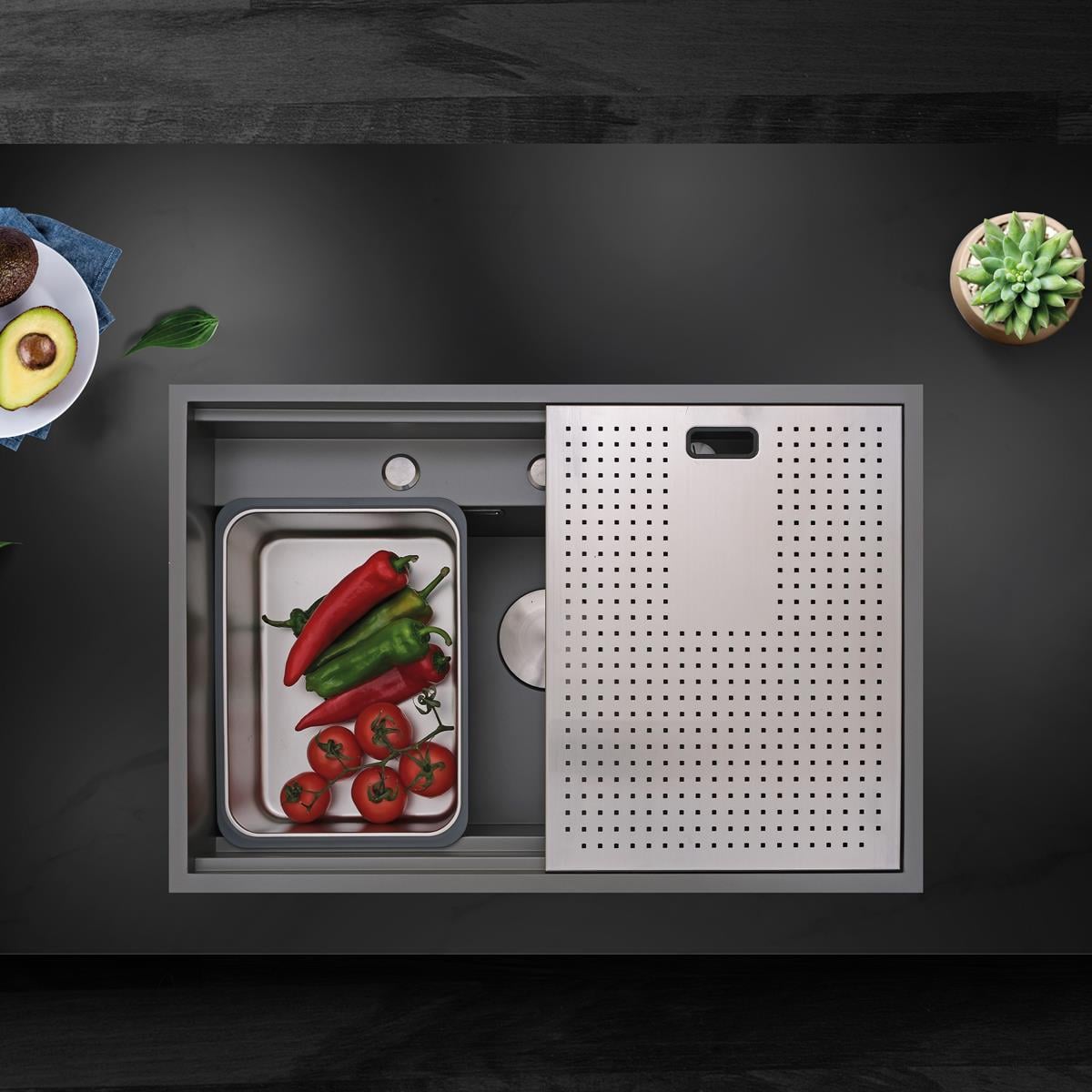 Milano El Yapımı Nano Eviye Seti 70x48 cm Mat Gri (Gun Grey)