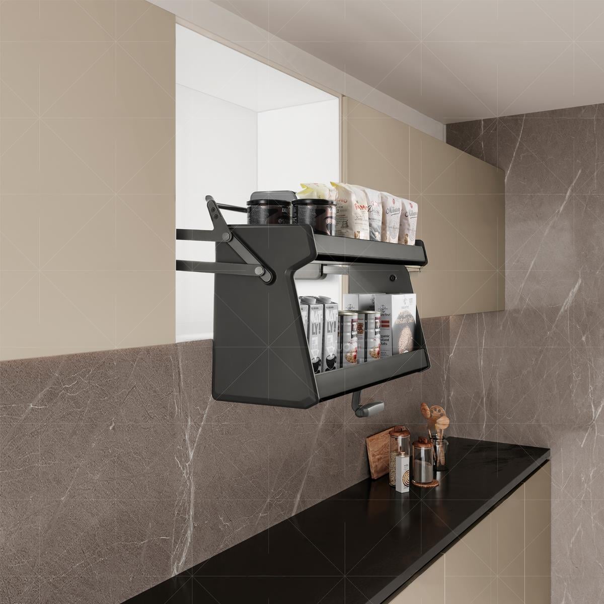 Phantom Grey Çift Katlı Üst Dolap Kiler Sistemi 900 mm